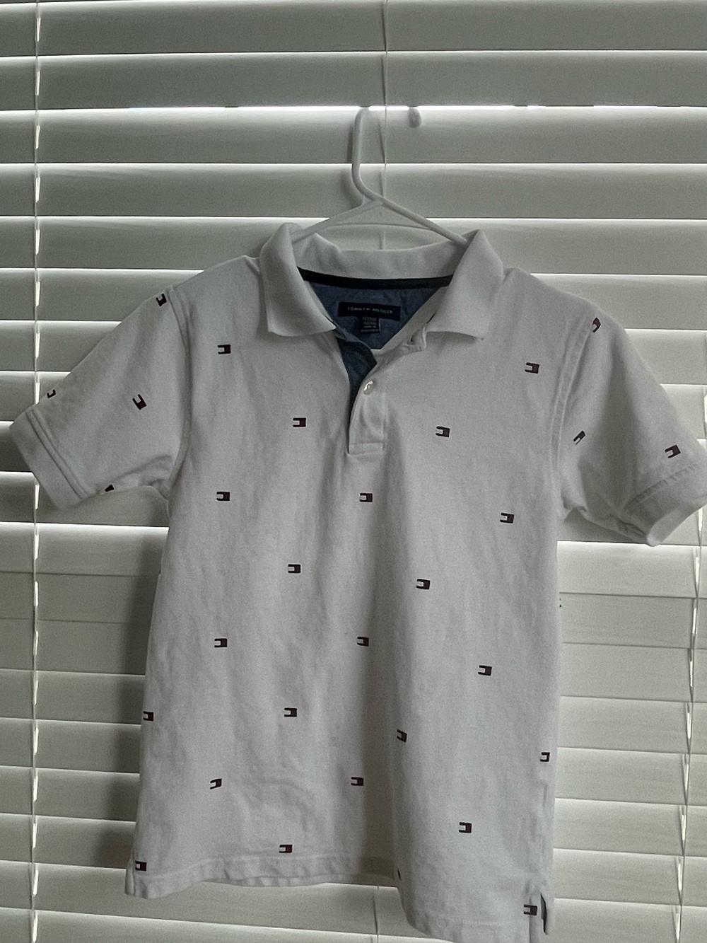 Tommy Hilfiger White Polo Shirt - Classic Knit Collar-12-14 year